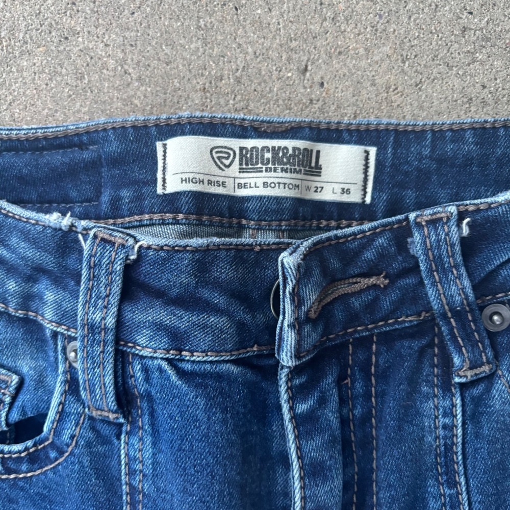 Rock And Roll Denim High Rise Bell Bottom Flared Medium Wash Women's Jeans 27x36 - Picture 3 of 3